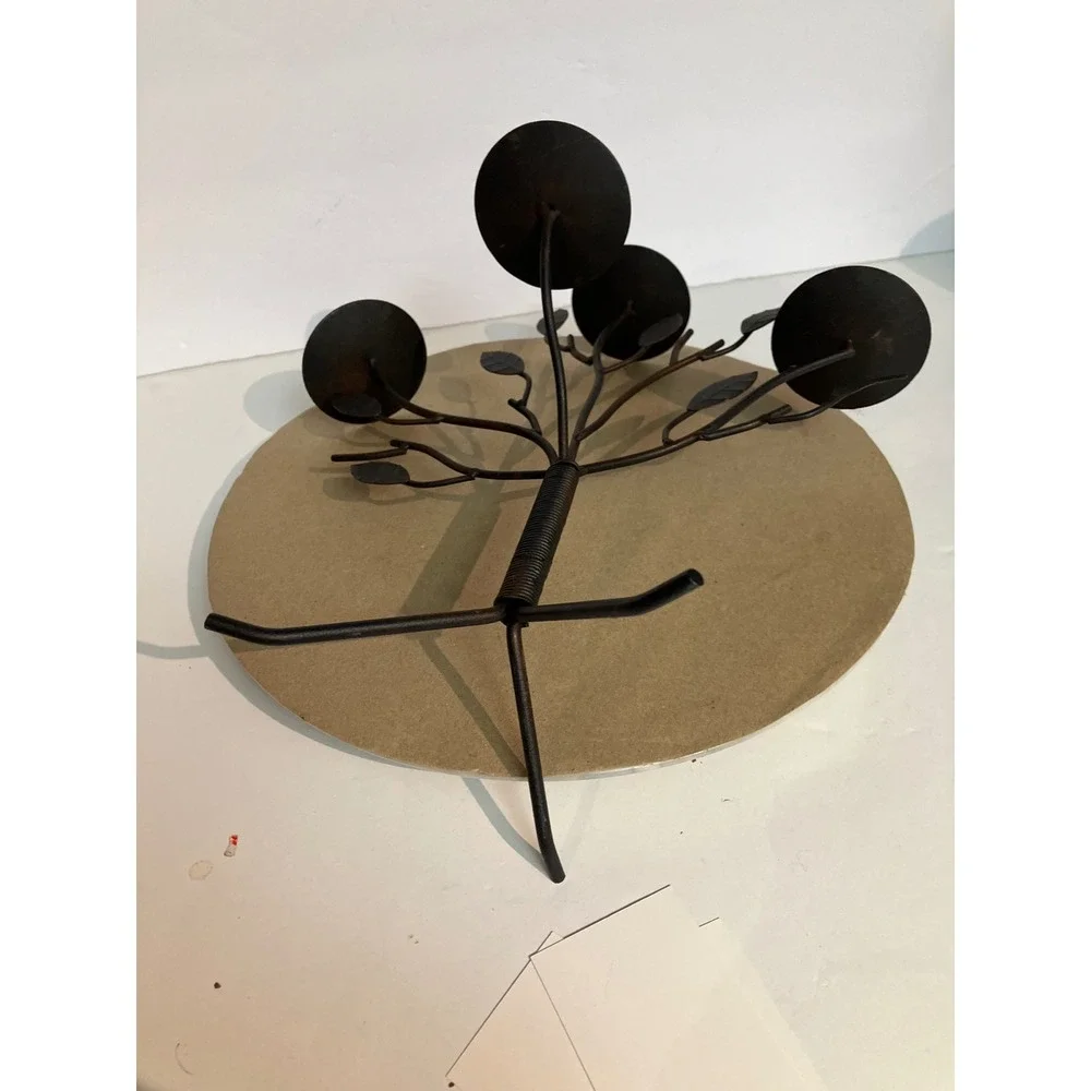 Unbranded Tree Candelabra Home Decor Brown Excellent Wrought Iron Leaf 4-Light